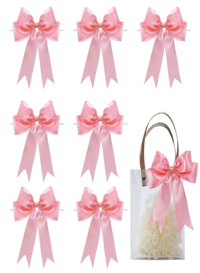 FAKILO Pink Satin Bows for Gift Wrapping, 14cm Ribbon Gift Bows for Birthday, Wedding, Party,Christmas Decoration,24 Pcs - Image 1